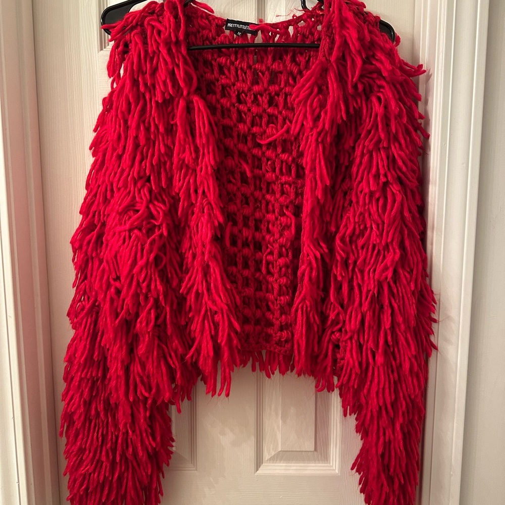 Pretty Little Thing Red Fringe Women's Sweater